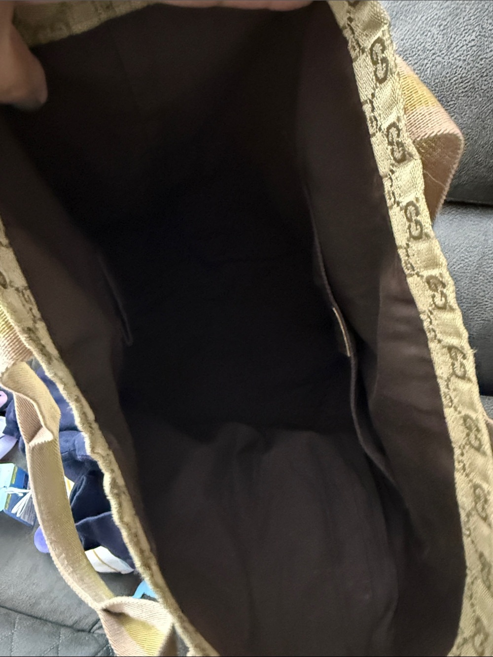 GG Monogram Beige Canvas Tote with Pink & Olive Straps - Picture 9 of 12